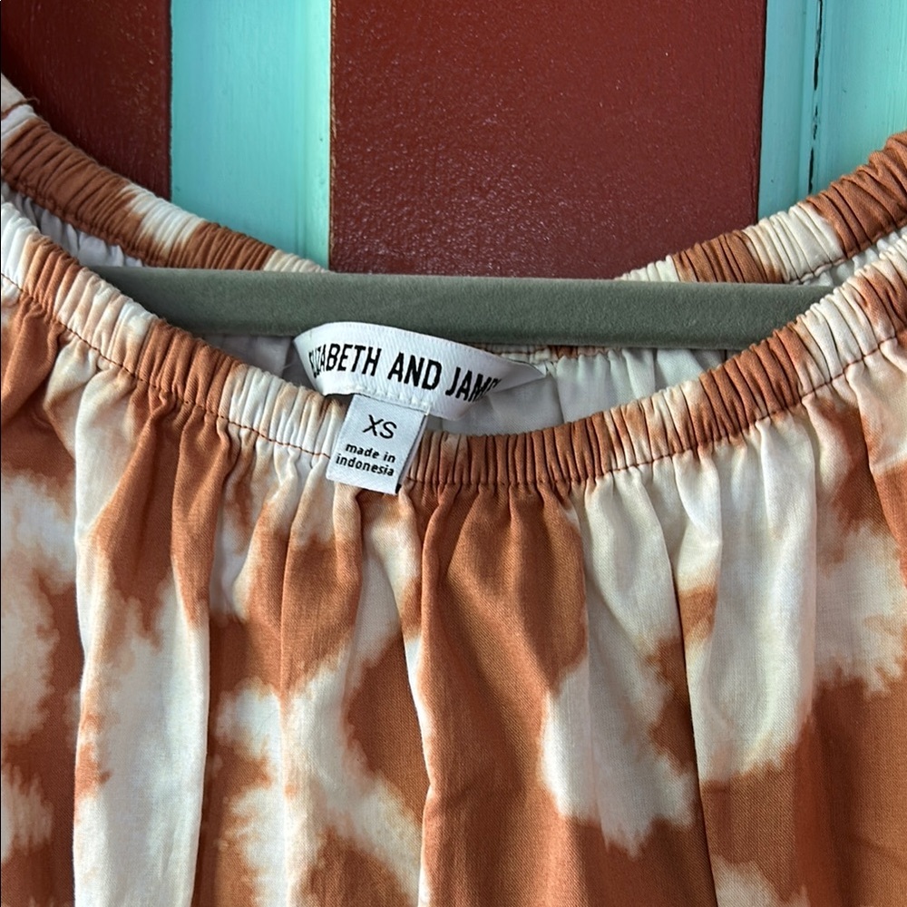 Elizabeth and James Aline midi Orange and White Patterned Dress - Picture 3 of 5
